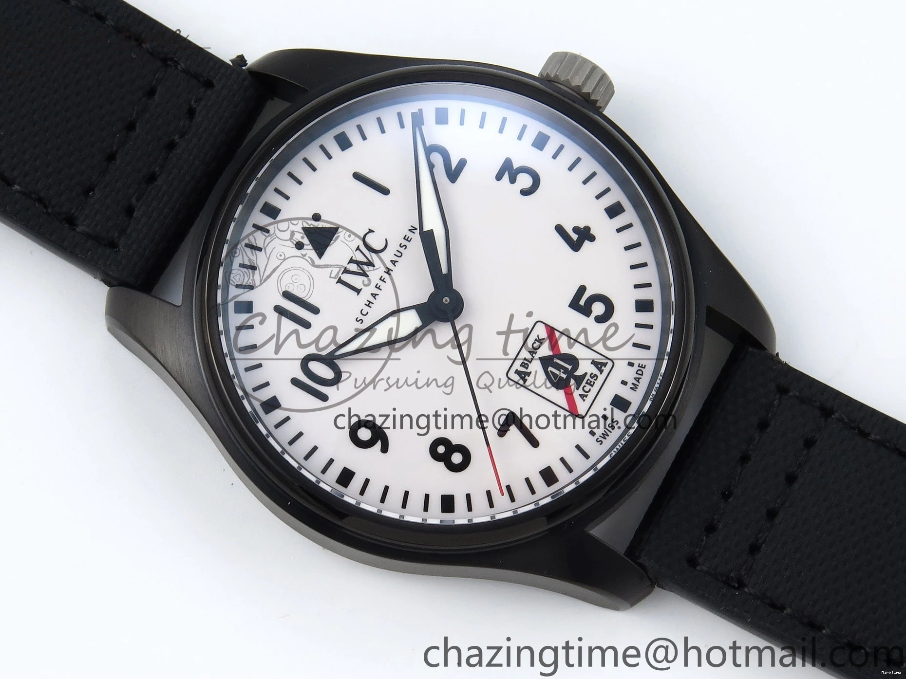 MIROTIME 0118 Pilot Black Ace BLSF 1:1 Best Edition White Lume Dial on Black Nylon Strap MIYOTA OnTrend 7021